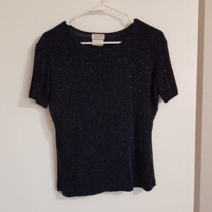 Vintage Braemar Jeremy Scott Glitter Navy Top